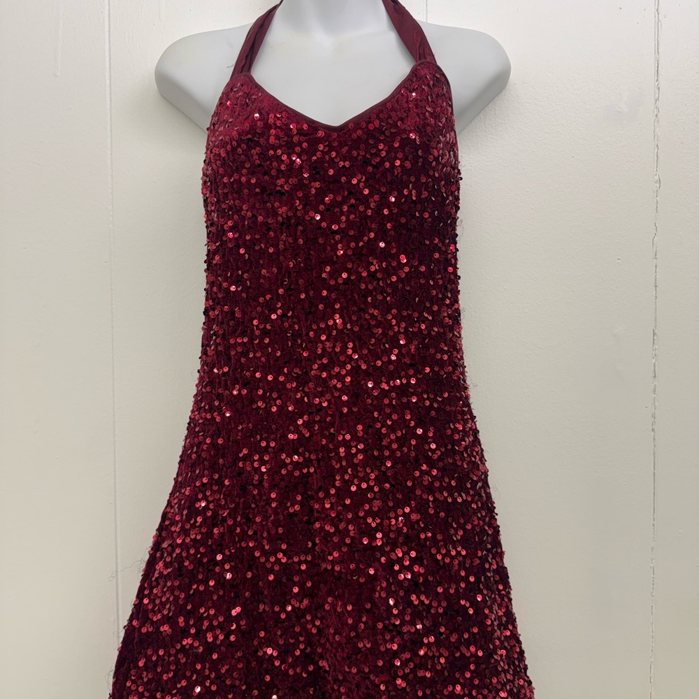 Cider Red Sequin Halter Mini Dress XS Party Cocktail Dress